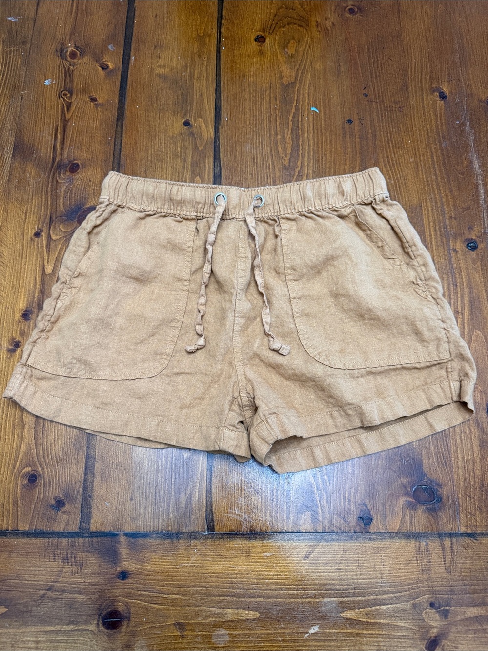C&C California Tan High-Waist 100% Linen Drawstring Shorts